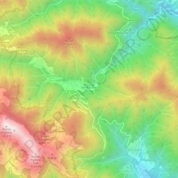 Topografische kaart San Rocco in Turrite, hoogte, reliëf