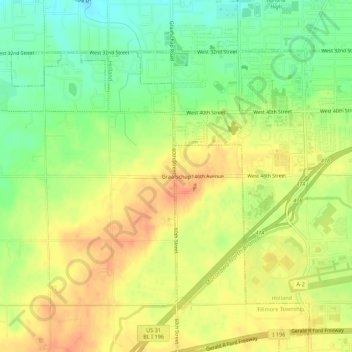 Topografische kaart Graafschap, hoogte, reliëf