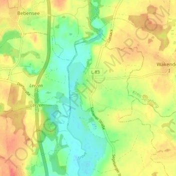 Topografische kaart Sühlen, hoogte, reliëf