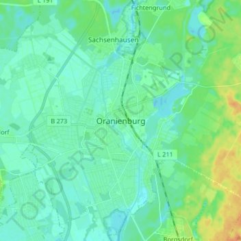 Topografische kaart Oranienburg, hoogte, reliëf