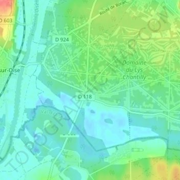 Topografische kaart Le Lys, hoogte, reliëf
