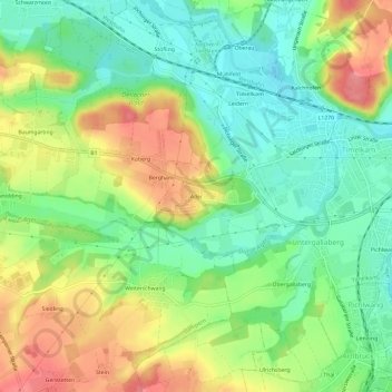 Topografische kaart Ader, hoogte, reliëf