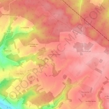 Topografische kaart Grange Pourrain, hoogte, reliëf