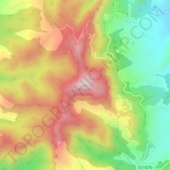 Topografische kaart Monte Fuscaldo, hoogte, reliëf