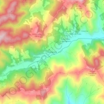 Topografische kaart Marcignano, hoogte, reliëf