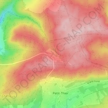 Topografische kaart Mont-le-Soie, hoogte, reliëf
