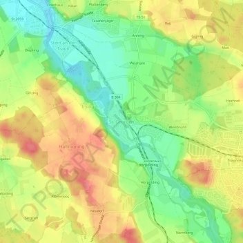 Topografische kaart St. Georgen, hoogte, reliëf