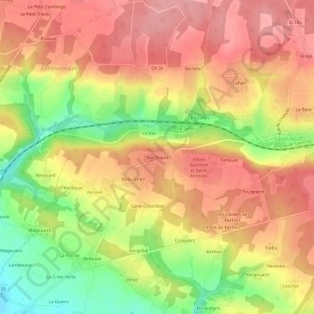 Topografische kaart Bel Orient, hoogte, reliëf