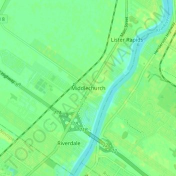 Topografische kaart Middlechurch, hoogte, reliëf