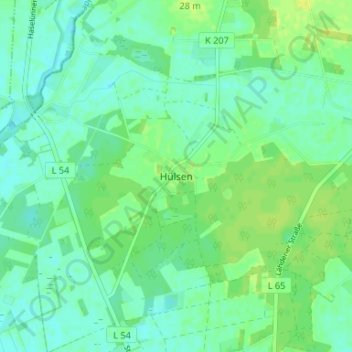 Topografische kaart Hülsen, hoogte, reliëf