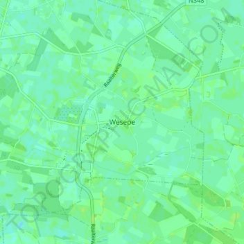 Topografische kaart Wesepe, hoogte, reliëf
