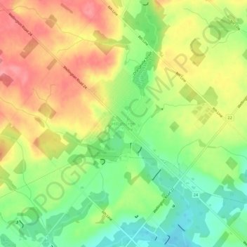 Topografische kaart Hillsburgh, hoogte, reliëf