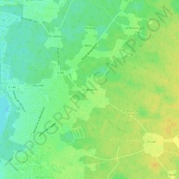 Topografische kaart En Bergoin, hoogte, reliëf