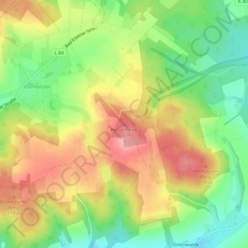 Topografische kaart Hesterbrink, hoogte, reliëf