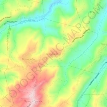 Topografische kaart Πετροκέφαλο, hoogte, reliëf