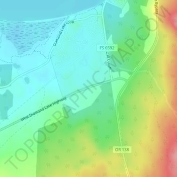 Topografische kaart Mt Thielson Viewpoint, hoogte, reliëf
