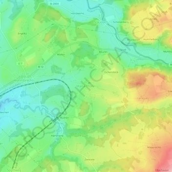 Topografische kaart Maria-Thann, hoogte, reliëf