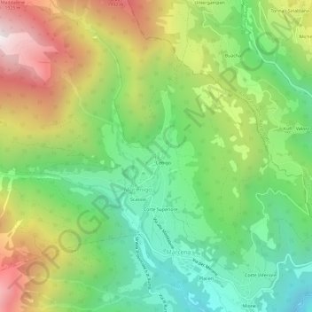 Topografische kaart Lanza, hoogte, reliëf