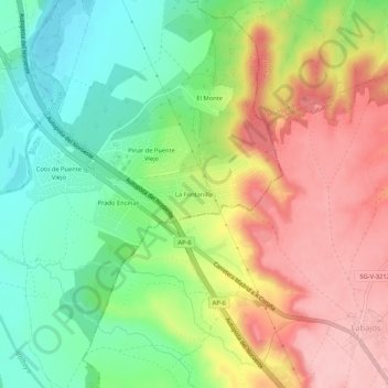 Topografische kaart La Fontanilla, hoogte, reliëf