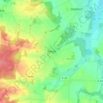 Topografische kaart Rieste, hoogte, reliëf