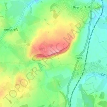 Topografische kaart Lyth Hill, hoogte, reliëf