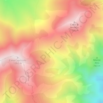 Topografische kaart Sepula, hoogte, reliëf