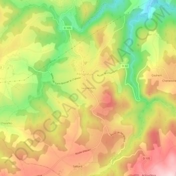 Topografische kaart La Conche, hoogte, reliëf