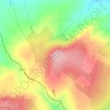 Topografische kaart Weets Hill, hoogte, reliëf