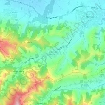 Topografische kaart Salvarano, hoogte, reliëf