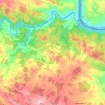 Topografische kaart Vascão, hoogte, reliëf