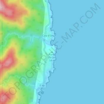Topografische kaart Punta di l'Oru, hoogte, reliëf