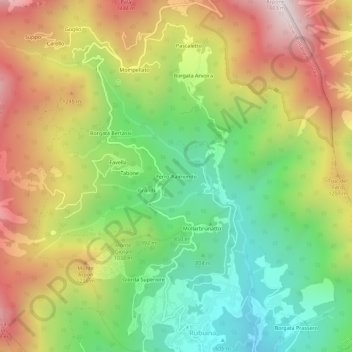 Topografische kaart Ferro-Raimondo, hoogte, reliëf