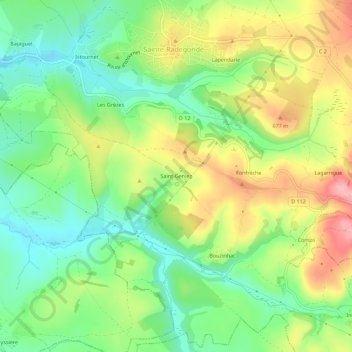 Topografische kaart Saint-Geniez, hoogte, reliëf