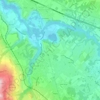 Topografische kaart Cry, hoogte, reliëf