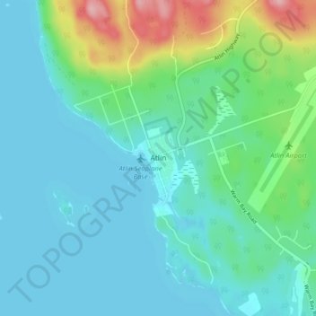 Topografische kaart Atlin, hoogte, reliëf