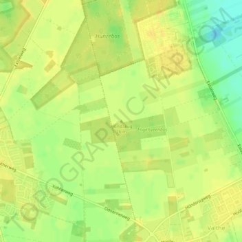 Topografische kaart Hondsrug, hoogte, reliëf
