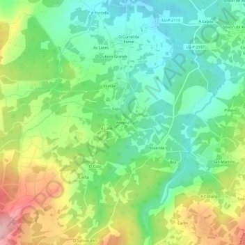 Topografische kaart Anxeriz, hoogte, reliëf