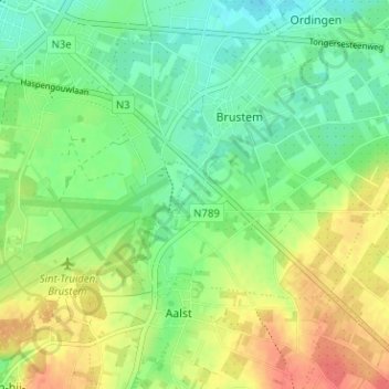 Topografische kaart Brugske, hoogte, reliëf