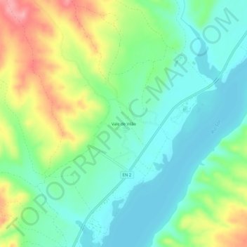 Topografische kaart Vale de Vilão, hoogte, reliëf