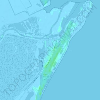 Topografische kaart Lido di Volano, hoogte, reliëf