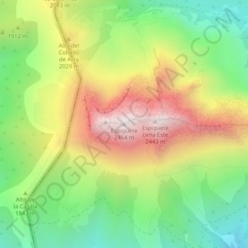 Topografische kaart Espigüete, hoogte, reliëf