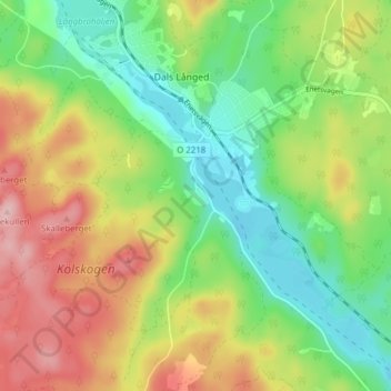 Topografische kaart Bräckan, hoogte, reliëf