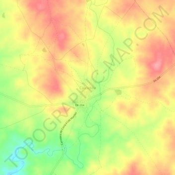 Topografische kaart Calzadilla, hoogte, reliëf