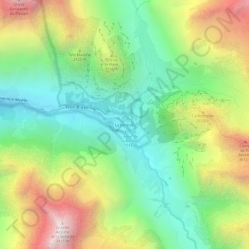 Topografische kaart La Bérarde, hoogte, reliëf