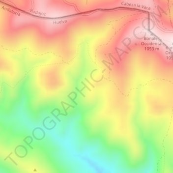Topografische kaart La Mora, hoogte, reliëf