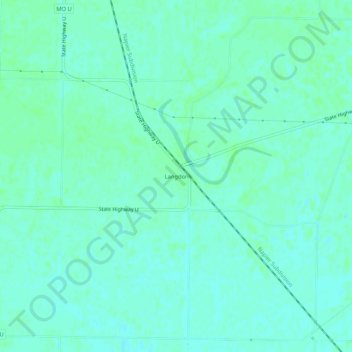 Topografische kaart Langdon, hoogte, reliëf