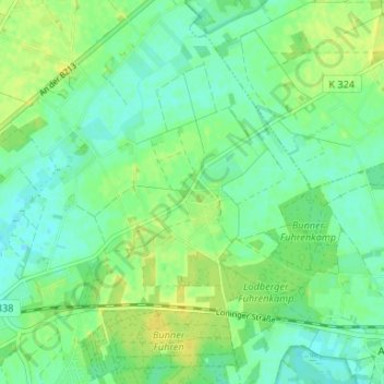 Topografische kaart Lodbergen, hoogte, reliëf