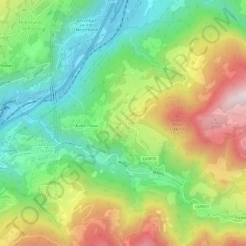 Topografische kaart Tiso, hoogte, reliëf