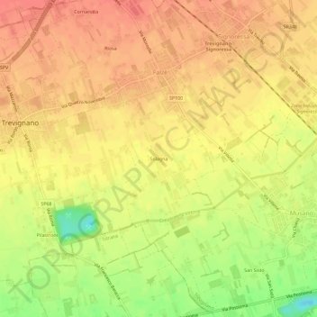 Topografische kaart Solagna, hoogte, reliëf
