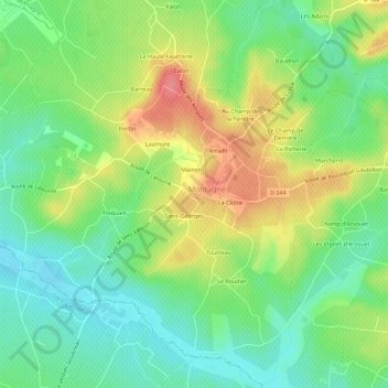 Topografische kaart Samion, hoogte, reliëf